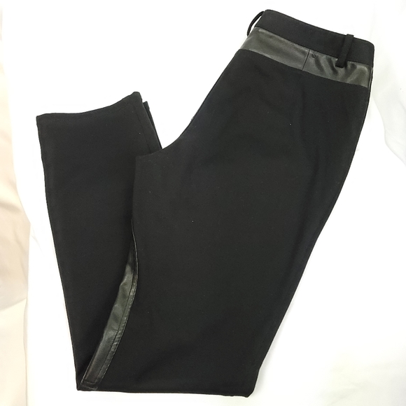 ***HOST PICK***Tahari Faux Leather Contrast Pants Size 12 Black - Picture 3 of 7